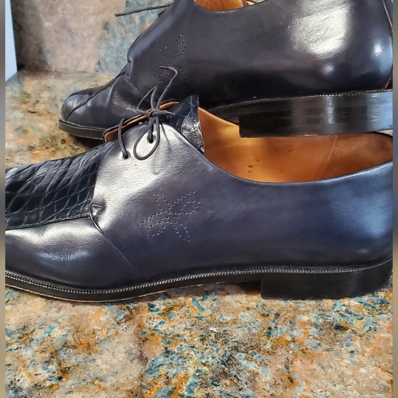 Paolo De Marco Genuine Alligator Men's Shoes Size 16 M, Dark Blue - Picture 2 of 6